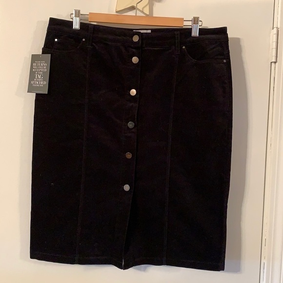 NWT Pure Collection Washed Velvet Button Skirt 12 - Picture 2 of 8